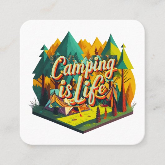 キャンプは人生だ スクエア名刺 (正面)