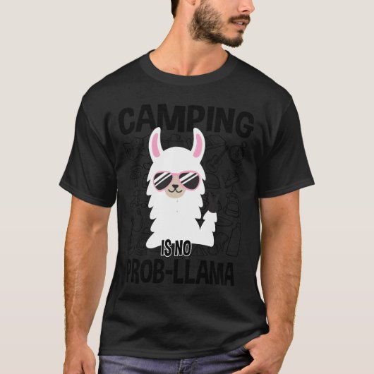 キャンプは問題なしラマキャンプ友達 Tシャツ (正面)
