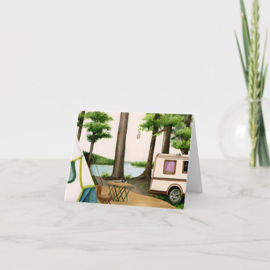 キャンプは多くの国で夏の象徴である サンキューカード (正面)