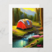 キャンプは多くの国で夏の象徴である サンキューカード (正面/裏面)
