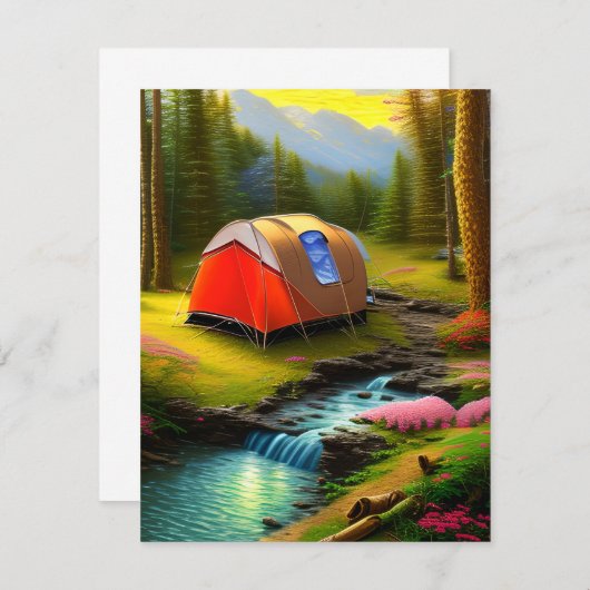 キャンプは多くの国で夏の象徴である サンキューカード (正面/裏面)