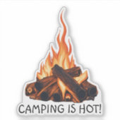 キャンプは暑い！防水 シール (正面)