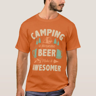 キャンプは最高 ビールでさらに最高なものに レトロ Tシャツ