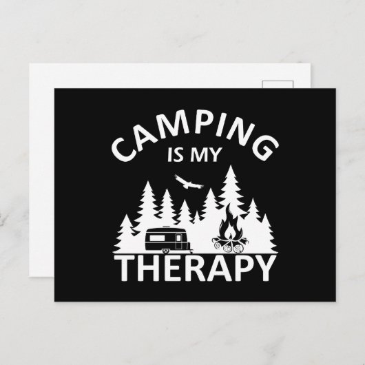 キャンプは私のセラピーおもしろいキャンパーのスローガン シーズンポストカード (正面/裏面)