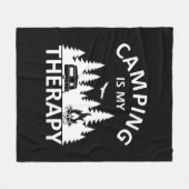 キャンプは私のセラピーおもしろいキャンパーのスローガン フリースブランケット (正面(横))