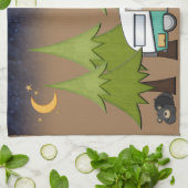 キャンプは私の幸せな場所のパーソナライズされたタオル キッチンタオル (折り畳み)