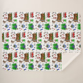 キャンプまたは中西部をテーマにしたハッピーキャンパー シェルパブランケット (正面(横))