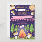キャンプもっとおもしろい女の子の誕生日招待状。 招待状 (正面)