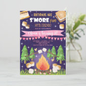 キャンプもっとおもしろい女の子の誕生日招待状。 招待状 (スタンド正面)