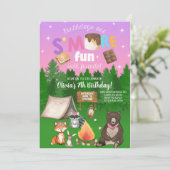 キャンプもっとおもしろい女の子の誕生日招待状。 招待状 (スタンド正面)
