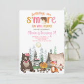 キャンプもっとおもしろい女の子の誕生日招待状。 招待状 (スタンド正面)