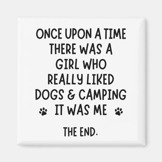 キャンプや犬が大好きな少女 マグネット (正面)