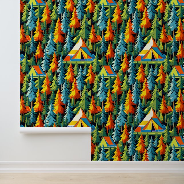 キャンプをテーマにしたテントと松 壁紙 (アプリケーション)