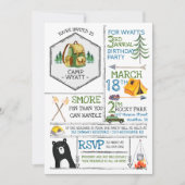 キャンプをテーマにしたパーティー – バッジ&アイコン 招待状 (正面)