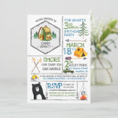 キャンプをテーマにしたパーティー – バッジ&アイコン 招待状 (スタンド正面)