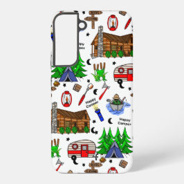 キャンプをテーマにした名入れのハッピーキャンパー SAMSUNG GALAXY S22+ケース