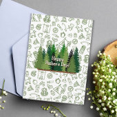 キャンプをテーマにした自然愛好家のお父さんのデイカード カード