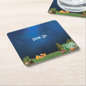 キャンプをテーマにした赤ちゃんシャワー スクエアペーパーコースター (アングル)