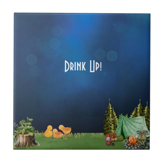 キャンプをテーマにした赤ちゃんシャワー タイル (正面)