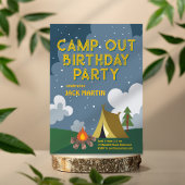 キャンプアウトをテーマにした誕生日招待状 招待状