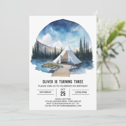 キャンプアウトアンダーザスターライトスカイ誕生日 招待状 (スタンド正面)