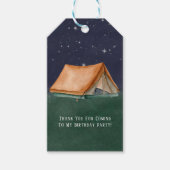 キャンプアウトスリーポバーボーイ誕生日パーティーありがとう ギフトタグ (正面)