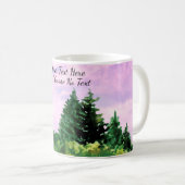 キャンプアウトドアウォーターカラーウッズサンセットツリー コーヒーマグカップ (正面右)