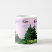 キャンプアウトドアウォーターカラーウッズサンセットツリー コーヒーマグカップ (中央)