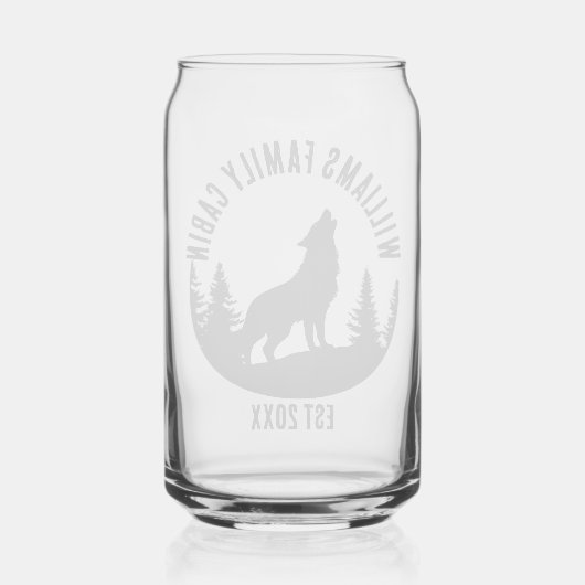 キャンプアウトドアウルフパーソナライズされたファミリーキャビン名 ガラス缶 (裏面)