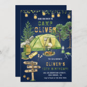 キャンプアウトドアキャンプアウトバースデーパーティー 招待状 (正面/裏面)