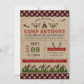 キャンプアウトドアバースデーパーティ招待状 招待状 (正面)