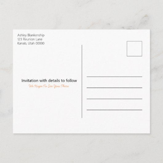 キャンプアウト懇親会お祝い日付テンプレートの保存 案内ポストカード (裏面)