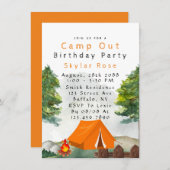 キャンプアウト男の子の誕生日パーティーの招待状 招待状 (正面/裏面)