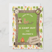 キャンプアウト素朴バースデーパーティー 招待状 (正面)