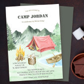 キャンプアウト誕生日ボーイズキャンピングアドベンチャー 招待状