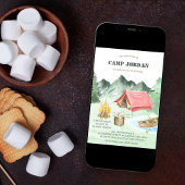 キャンプアウト誕生日ボーイズキャンピングアドベンチャー 招待状