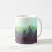 キャンプアドベンチャー 森林 山 イラスト コーヒーマグカップ (正面右)