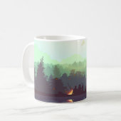 キャンプアドベンチャー 森林 山 イラスト コーヒーマグカップ (正面左)