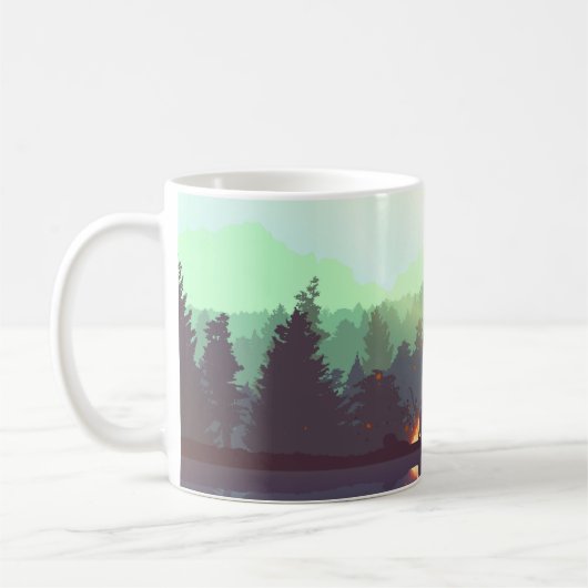 キャンプアドベンチャー 森林 山 イラスト コーヒーマグカップ (左)
