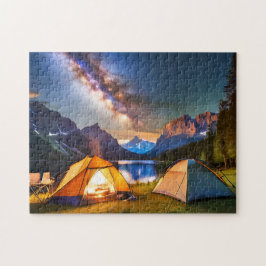 キャンプアートマウンテンンズキャンプサイト1簡単ブレインアートプズ ジグソーパズル