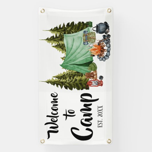 キャンプウェパーソナライズされたルカム 横断幕 (縦)