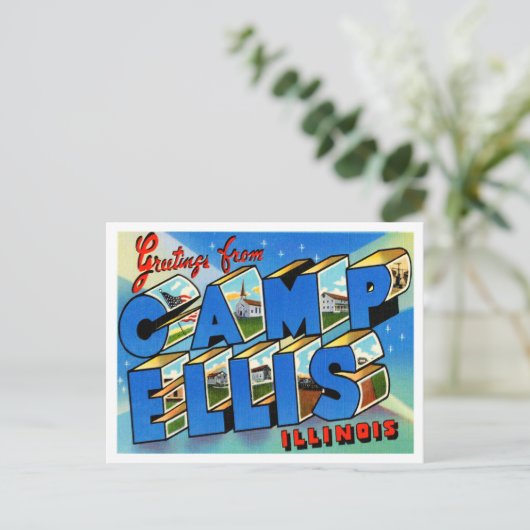 キャンプエリス、イリノイヴィンテージトラベルの挨拶 ポストカード (スタンド正面)