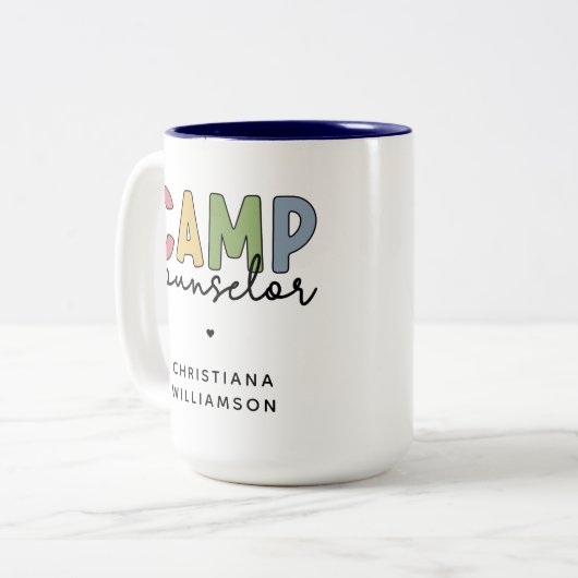 キャンプカウンセパーソナライズされたルギフト ツートーンマグカップ (正面左)