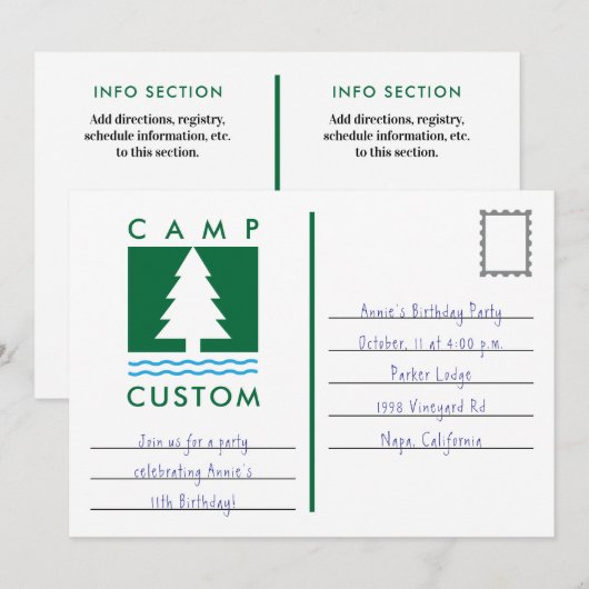 キャンプカスタム 招待状 (正面/裏面)