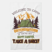 キャンプキッチルビッチンハッピーキャンパーへようこそ キッチンタオル (縦)