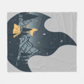 キャンプキャンパカッコいいーキャンプファイアアンダースターズマウンテンズ フリースブランケット (正面(横))