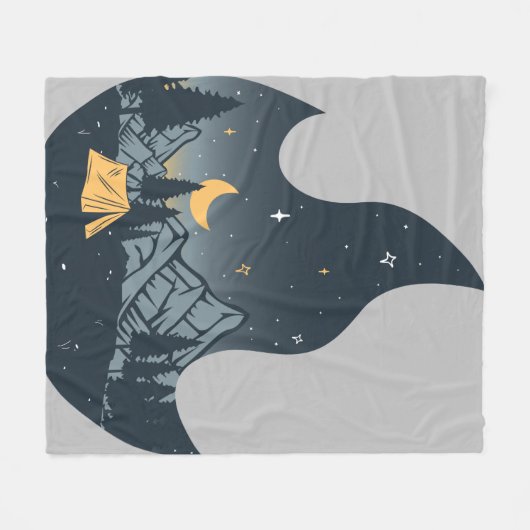 キャンプキャンパカッコいいーキャンプファイアアンダースターズマウンテンズ フリースブランケット (正面(横))