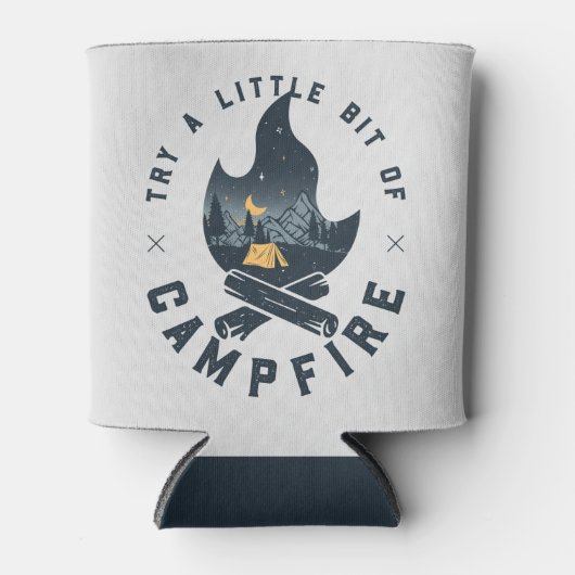 キャンプキャンパカッコいいーキャンプファイアアンダースターズマウンテンズ 缶クーラー (正面)