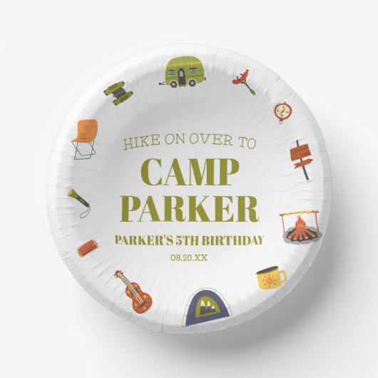 キャンプキャンピングキャンパーバースデーパーティー ペーパーボウル (正面)