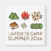 キャンプキャンピングテンコンパスキャンプファイヤースリープバッグ マグネット (正面)